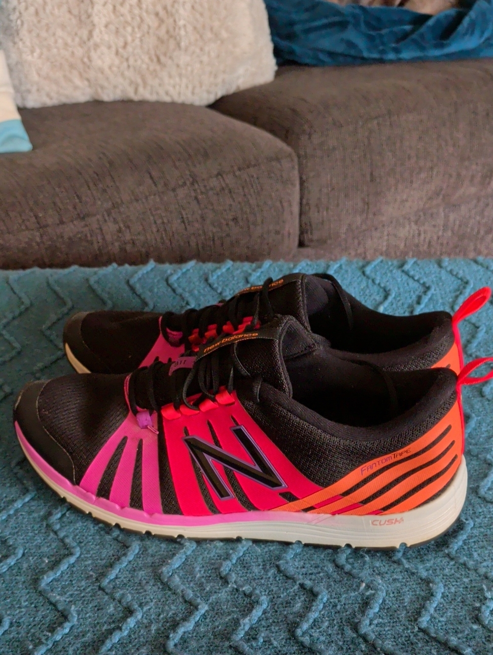 New Balance Women's Black Pink Orange Athletic Running Shoes